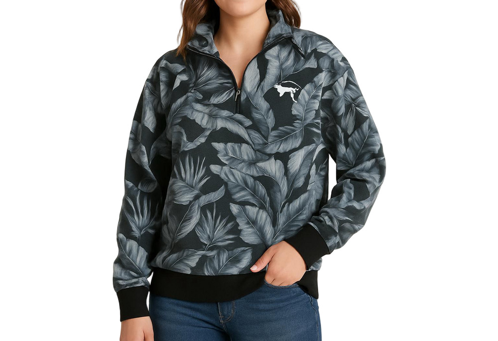 Victoria’s Secret pullover sweatshirt palm leaves oversized small quarter zip